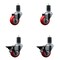 Service Caster 3'' Red Poly Wheel Swivel 1-5/8'' Expanding Stem Caster Set 2 Brakes, 4PK SCC-EX20S314-PPUB-RED-2-PLB-2-158 - alternate 1